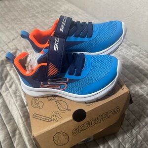Skechers Kids Blue and Orange Sneakers